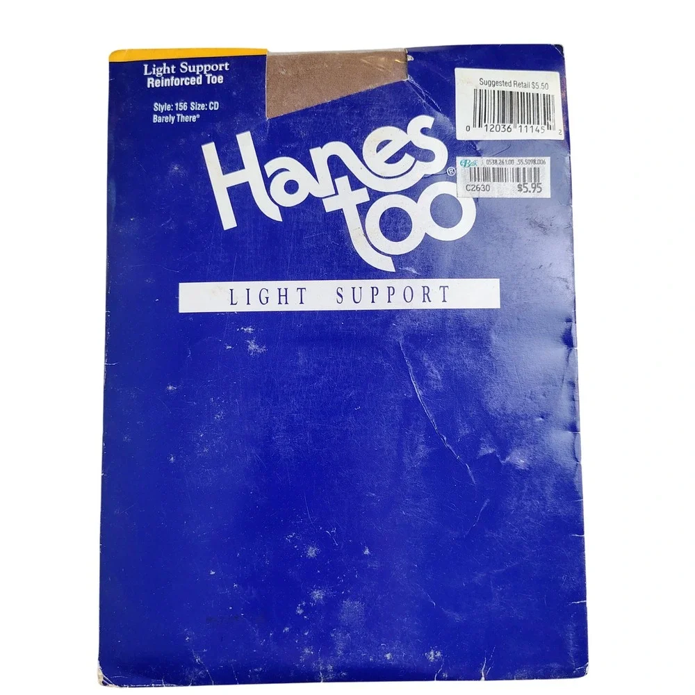 NWT Hanes Womens SZ CD Hanes Too Light Support Pantyhose Barely There 90s Vtg